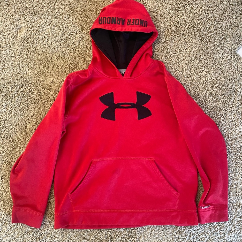 Youth Large Red UnderArmour Hoodie Sweatshirt